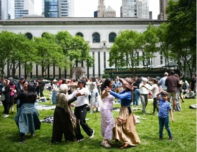 Crowd Dancing in Bryant Park